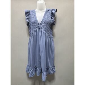 Wishlist BY ANTHROPOLOGIE RUFFLED TIERED Blue Midi Dress New Women’s Size M